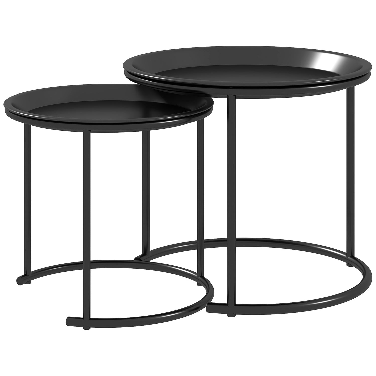 Sada kulatých konferenčních stolků, stohovatelná ocel, Ø43/35 cm, černá