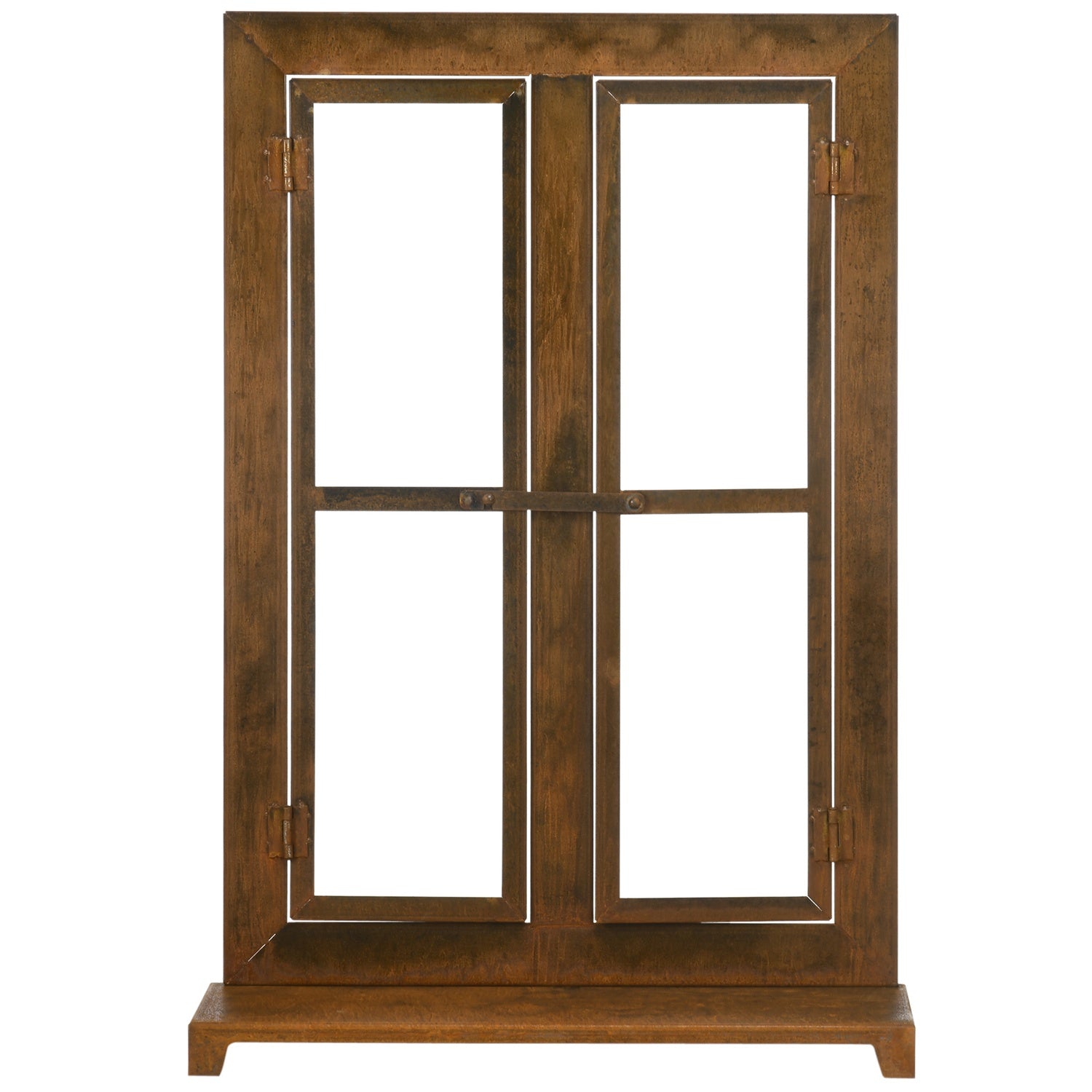 Rustikt brunt järnfönster, patinafinish, 55x80 cm