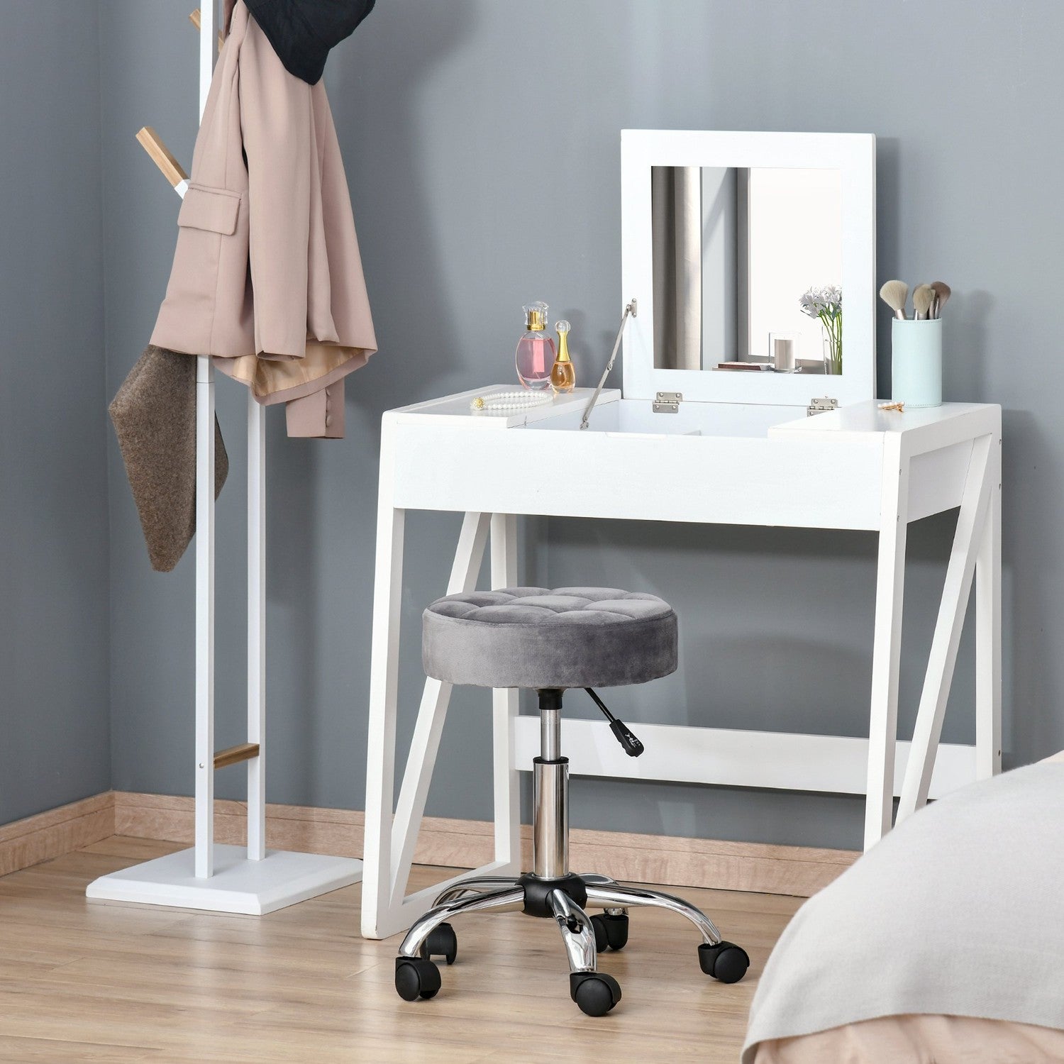 Salongstol Rolling Pall, Velvet Touch, Justerbar höjd, Grå