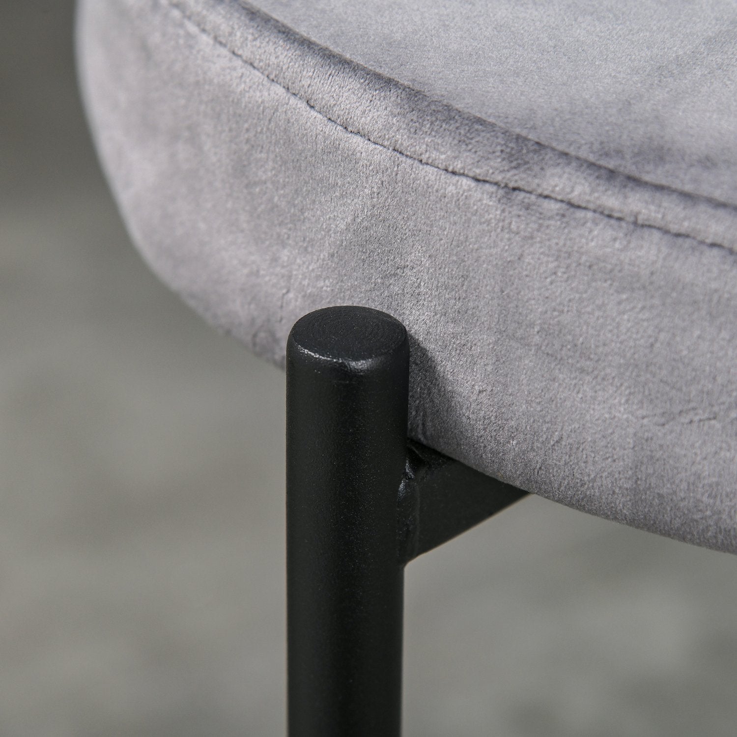 Sammetsbänkspallar, vadderad sits, set om 4, stålgrå