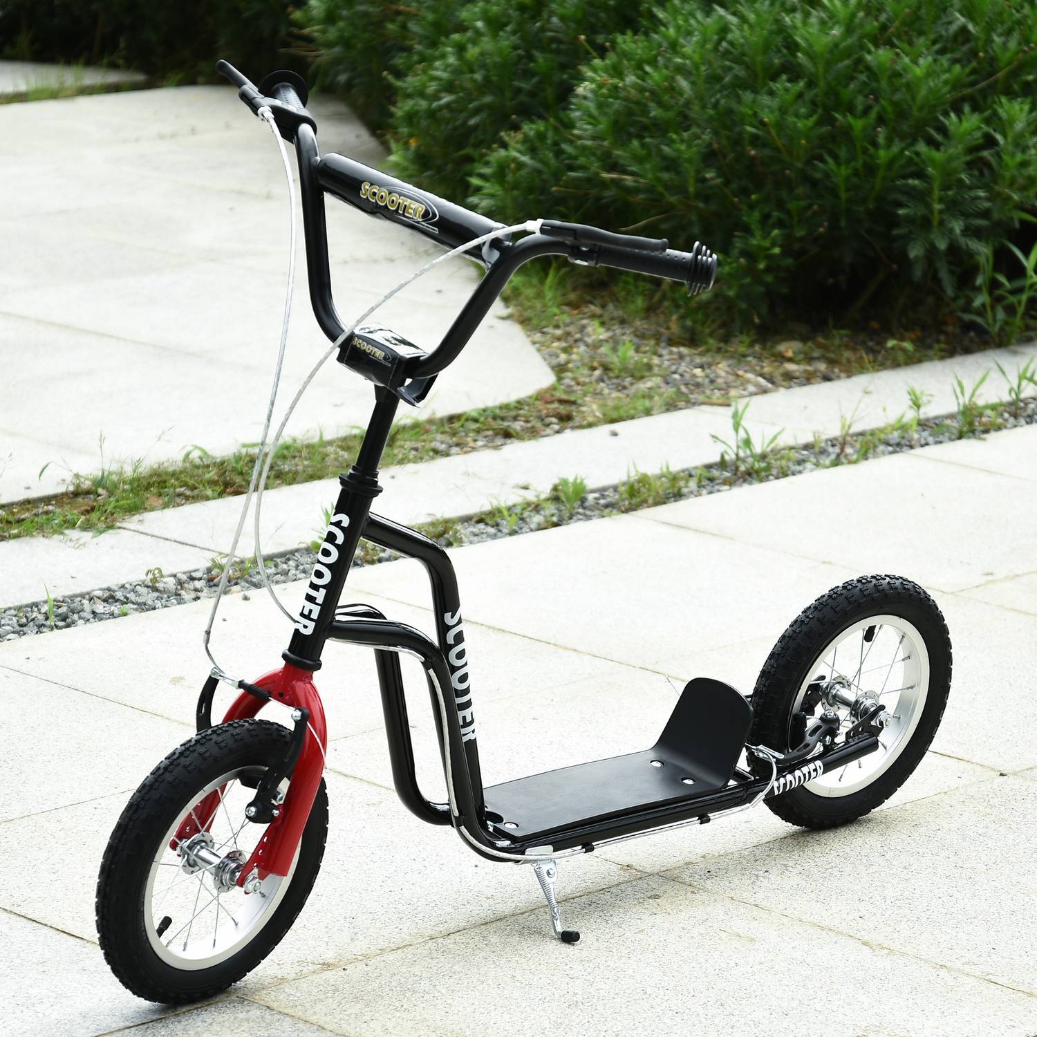 Scooter Barnskoter City Scooter Från 5 År Kickboard Med Pneumatiska Däck 12 Tum Från 5 År Svart 120 X 58 X 75-80 Cm