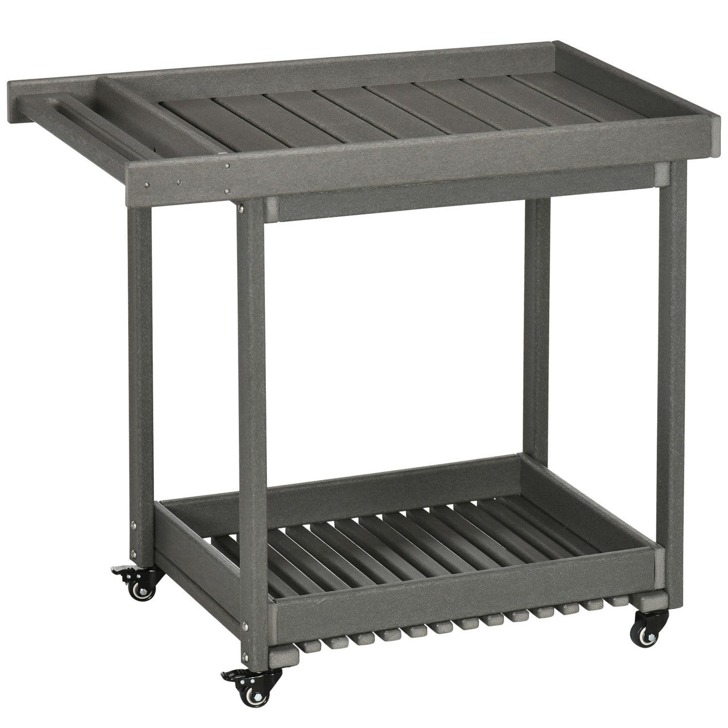 Utomhusgrillvagn med handdukshängare och 2 hyllor, 87x50x80cm