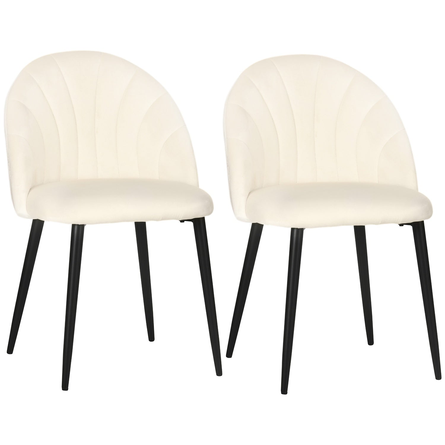 Set med 2 stoppade matstolar, Velvet Look, Cream