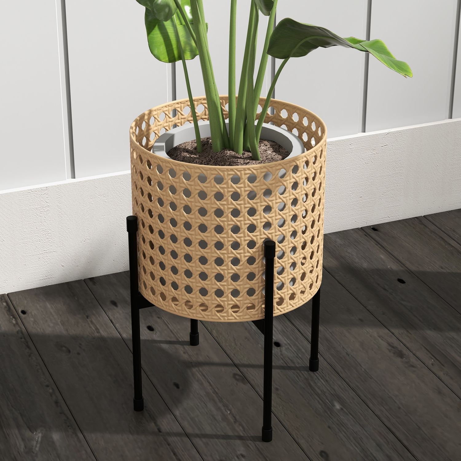Guld Rotting-Look Plant Stand Set, inomhus/utomhus, 3-delat