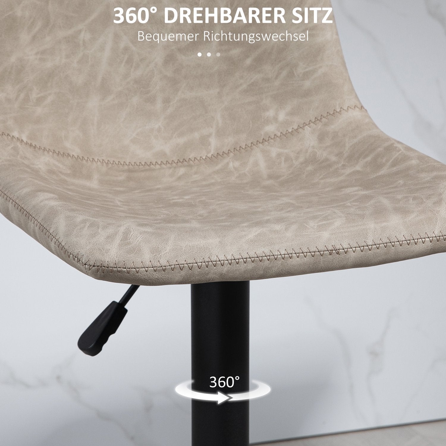 Höjdjusterbara beige vridbara barstolar i konstläder, set om 2