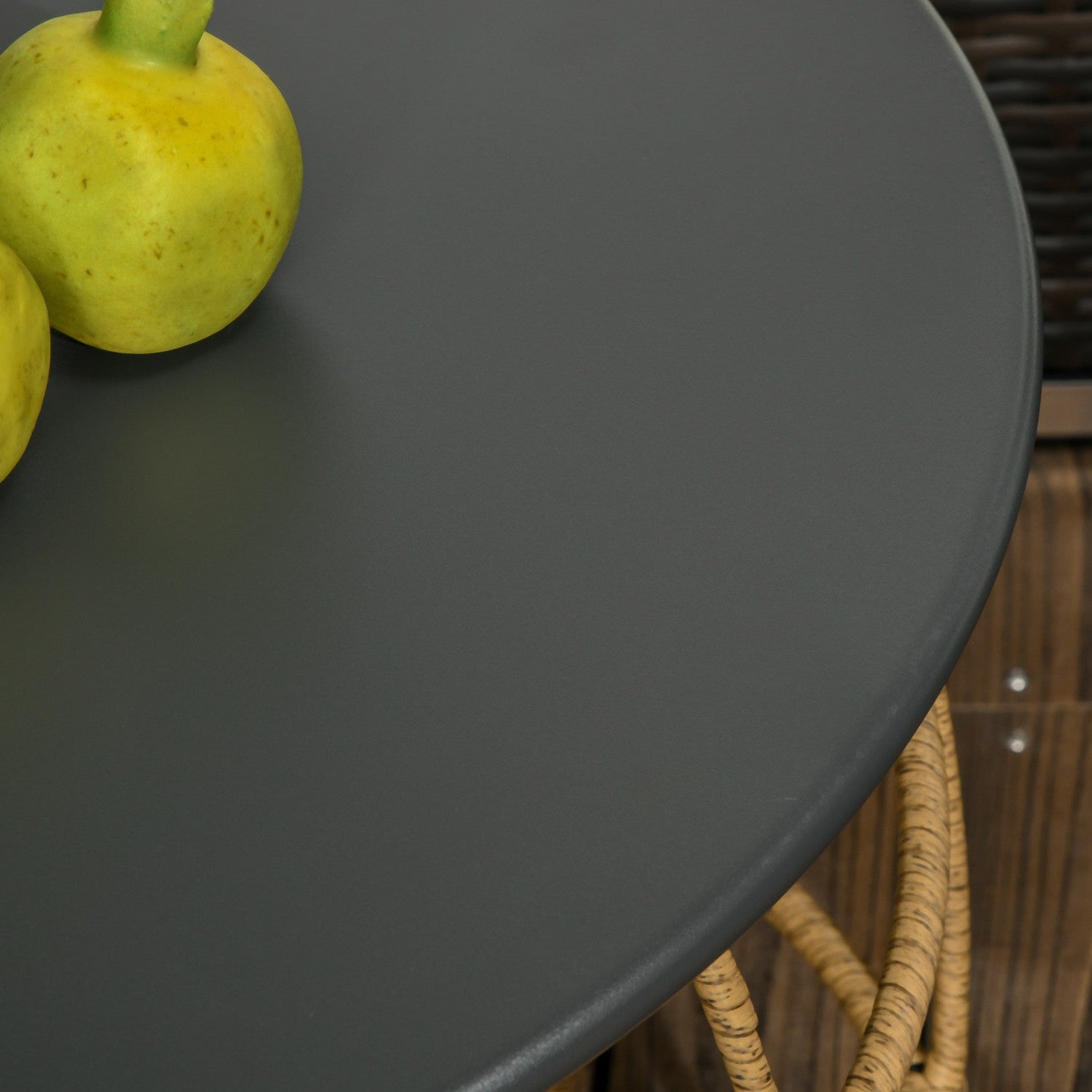 Set med 2 handvävda sidobord, Ø46+Ø60 cm, sandfinish