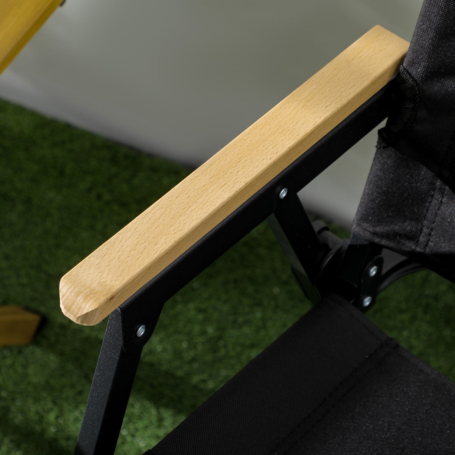 Set med 2 hopfällbara campingstolar, svart stålram