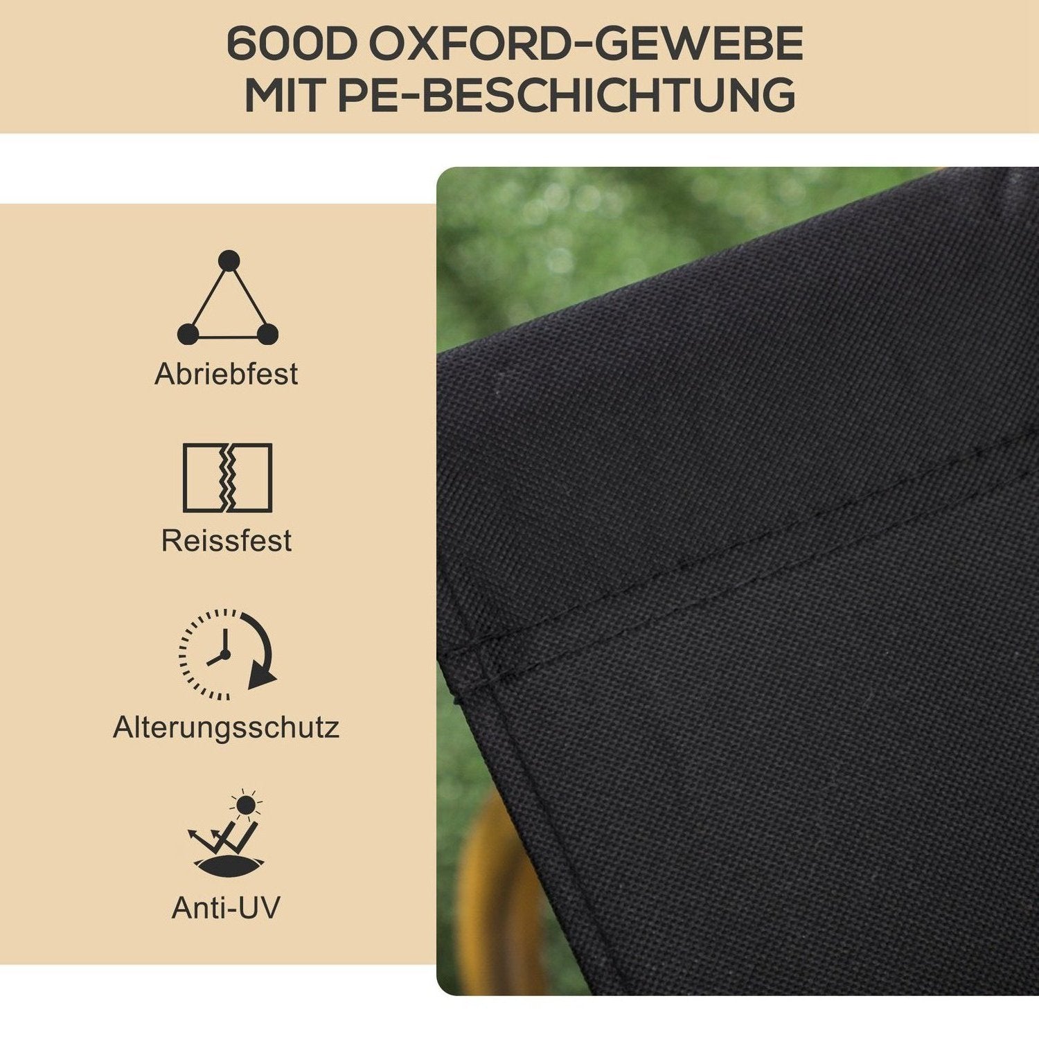 Set med 2 hopfällbara campingstolar, svart stålram