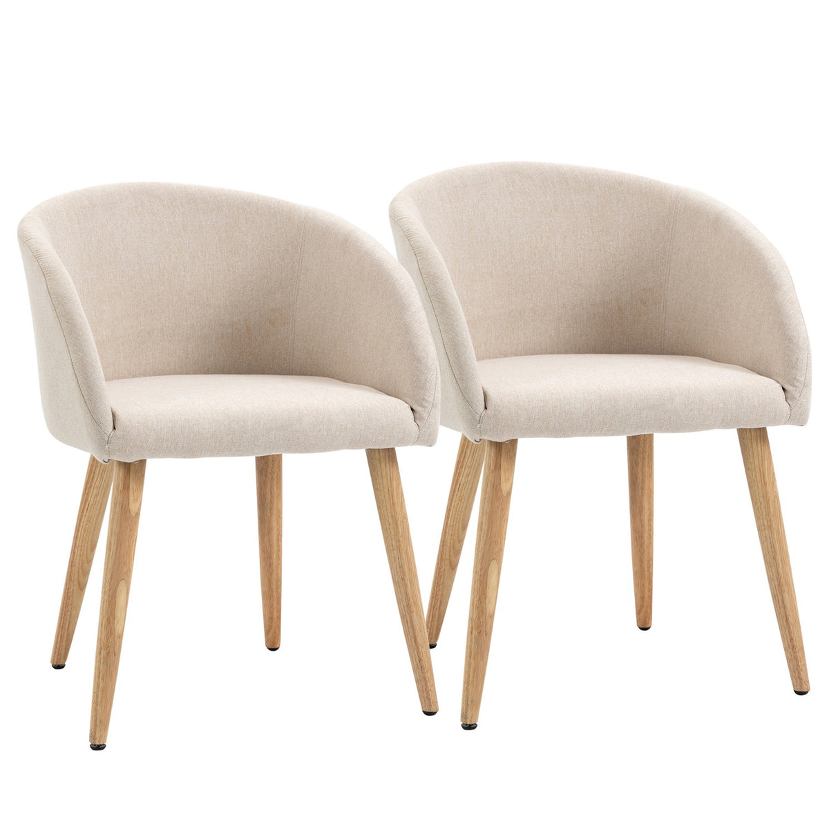 Set van 2 eetkamerstoelen, linnenlookstof, metalen frame