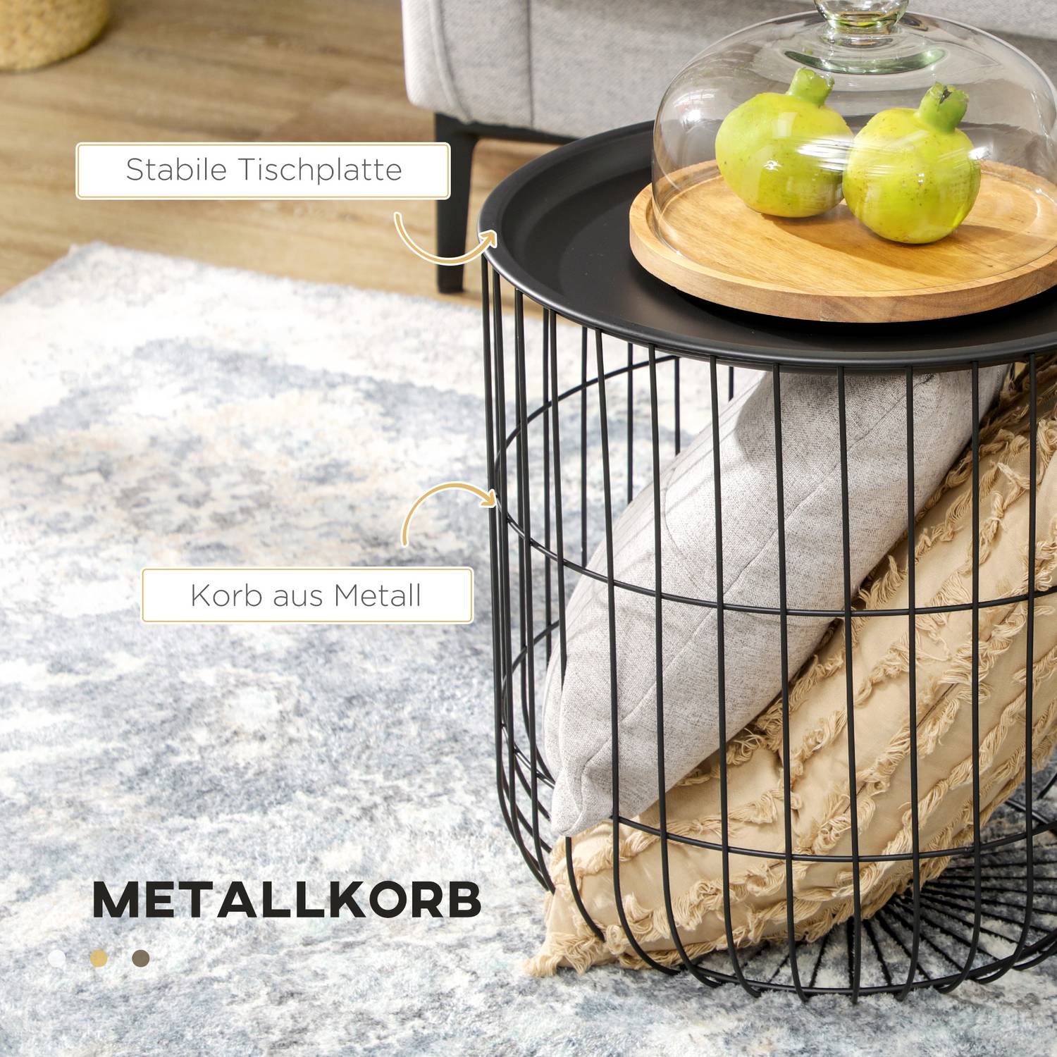 Set med 2 soffbord i svart stål med förvaring