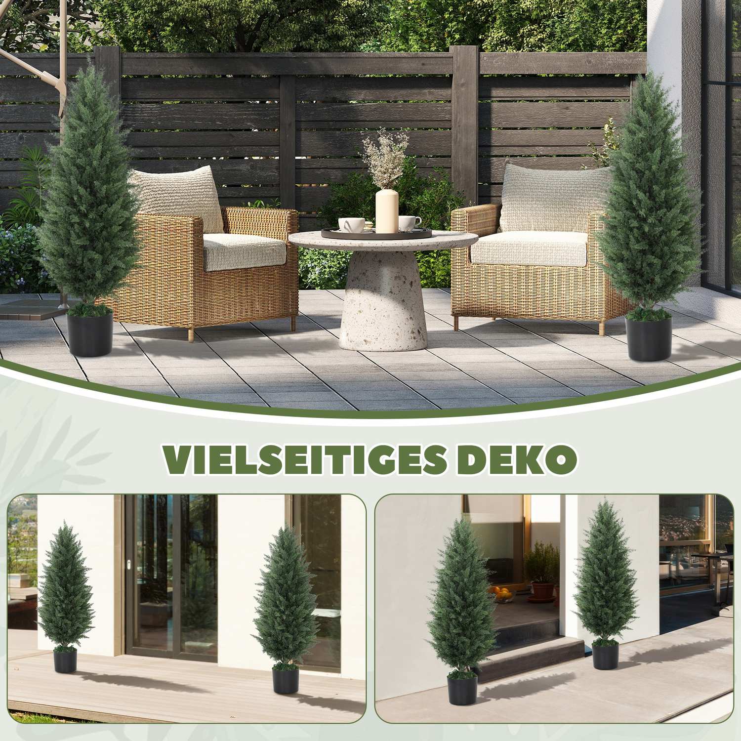 Set med 2 st 90 cm UV-resistenta konstgjorda cypresser