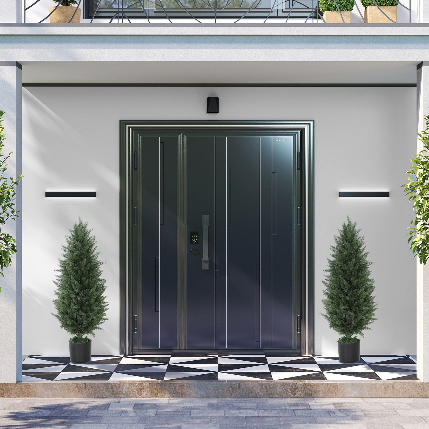 Set med 2 st 90 cm UV-resistenta konstgjorda cypresser