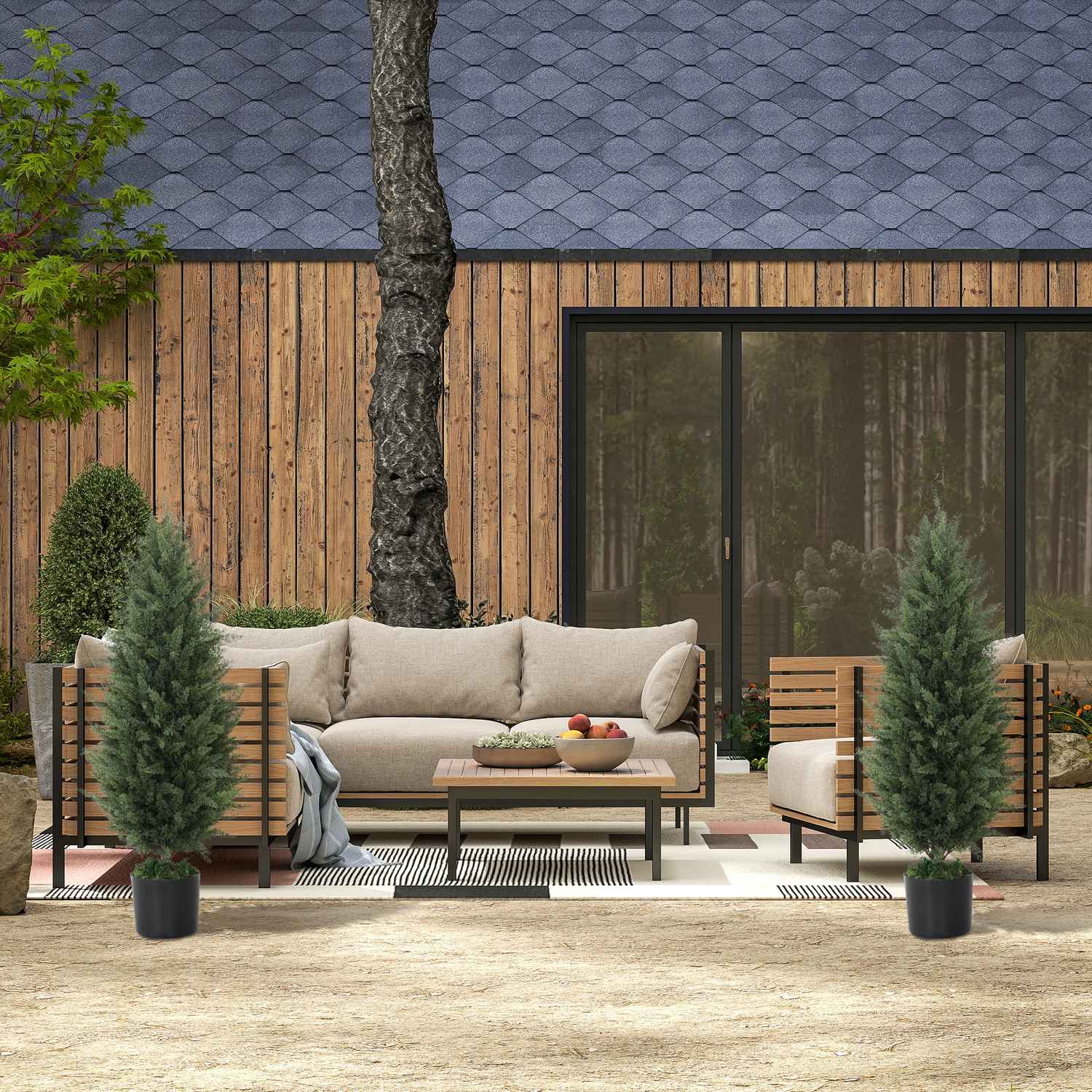 Set med 2 st 90 cm UV-resistenta konstgjorda cypresser