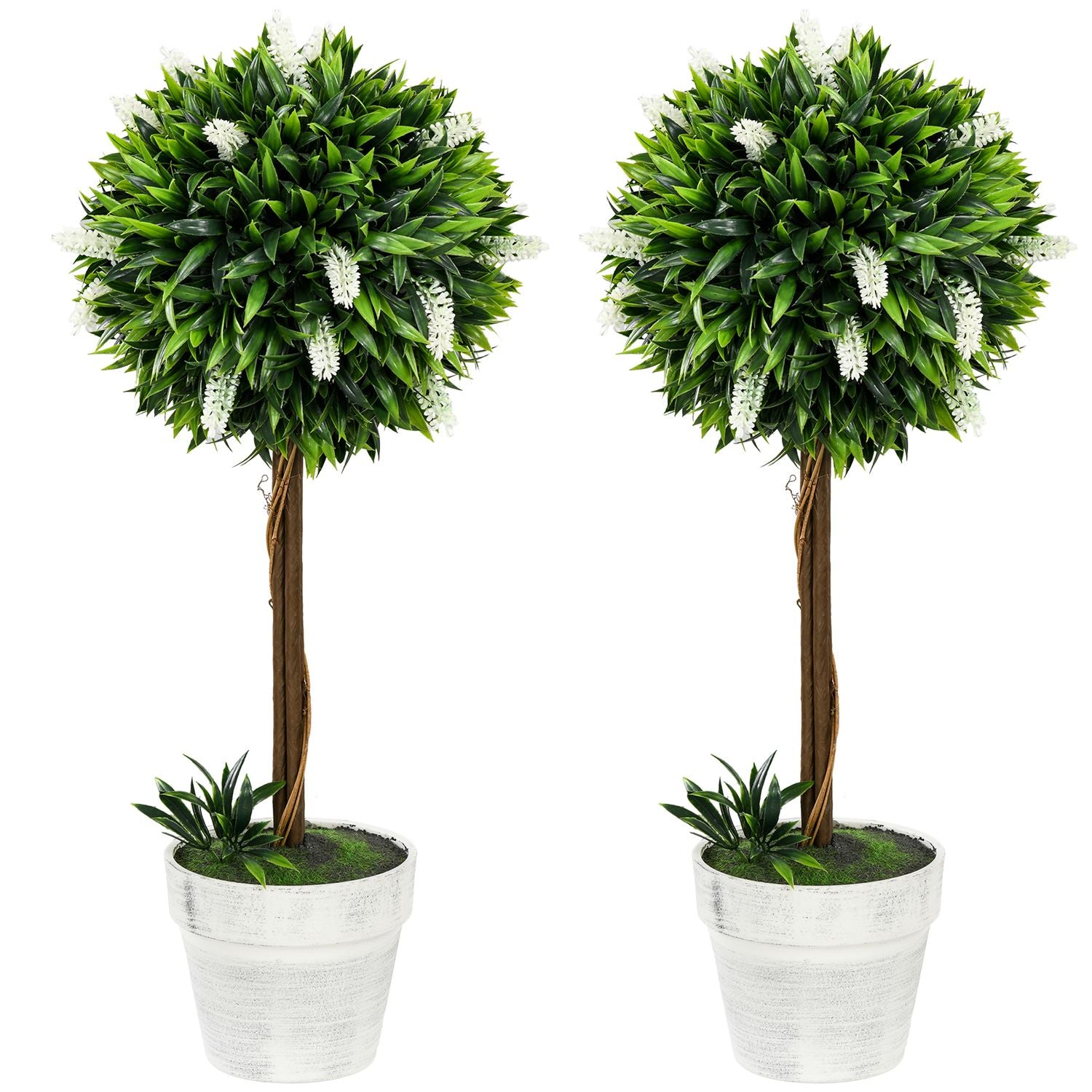 Set van 2 grote kunstlavendelplanten van 60 cm in potten