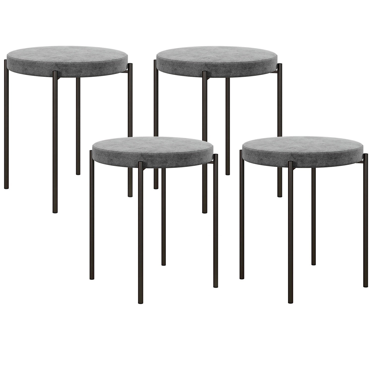4 stapelbara matstolar i sammetslook med vadderad sits