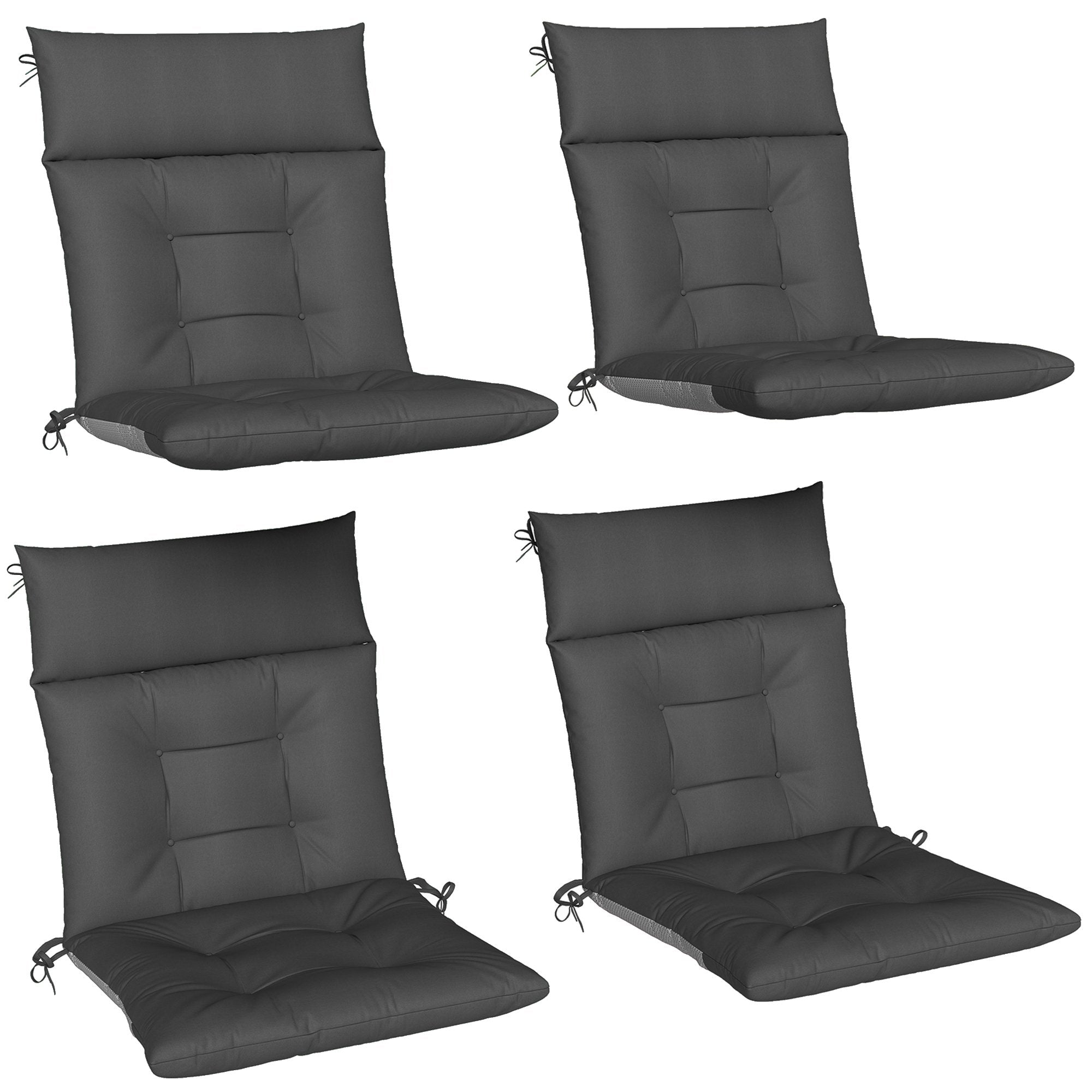 Set buitenstoelkussens, waterafstotend, antislip, donkergrijs