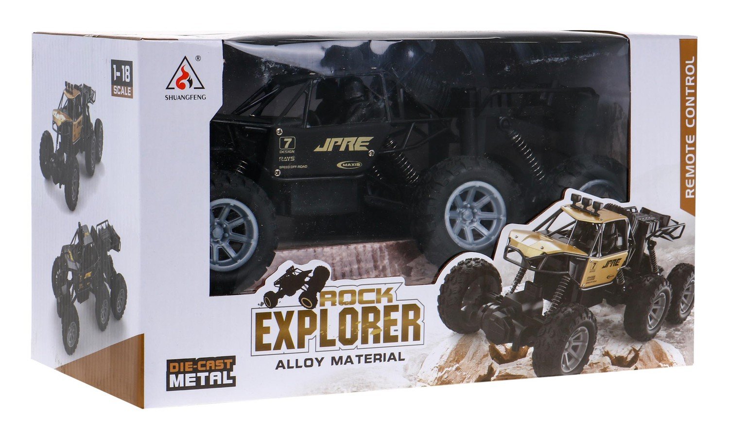 Sexhjulig off-road RC-bil med metallkaross och 4WD