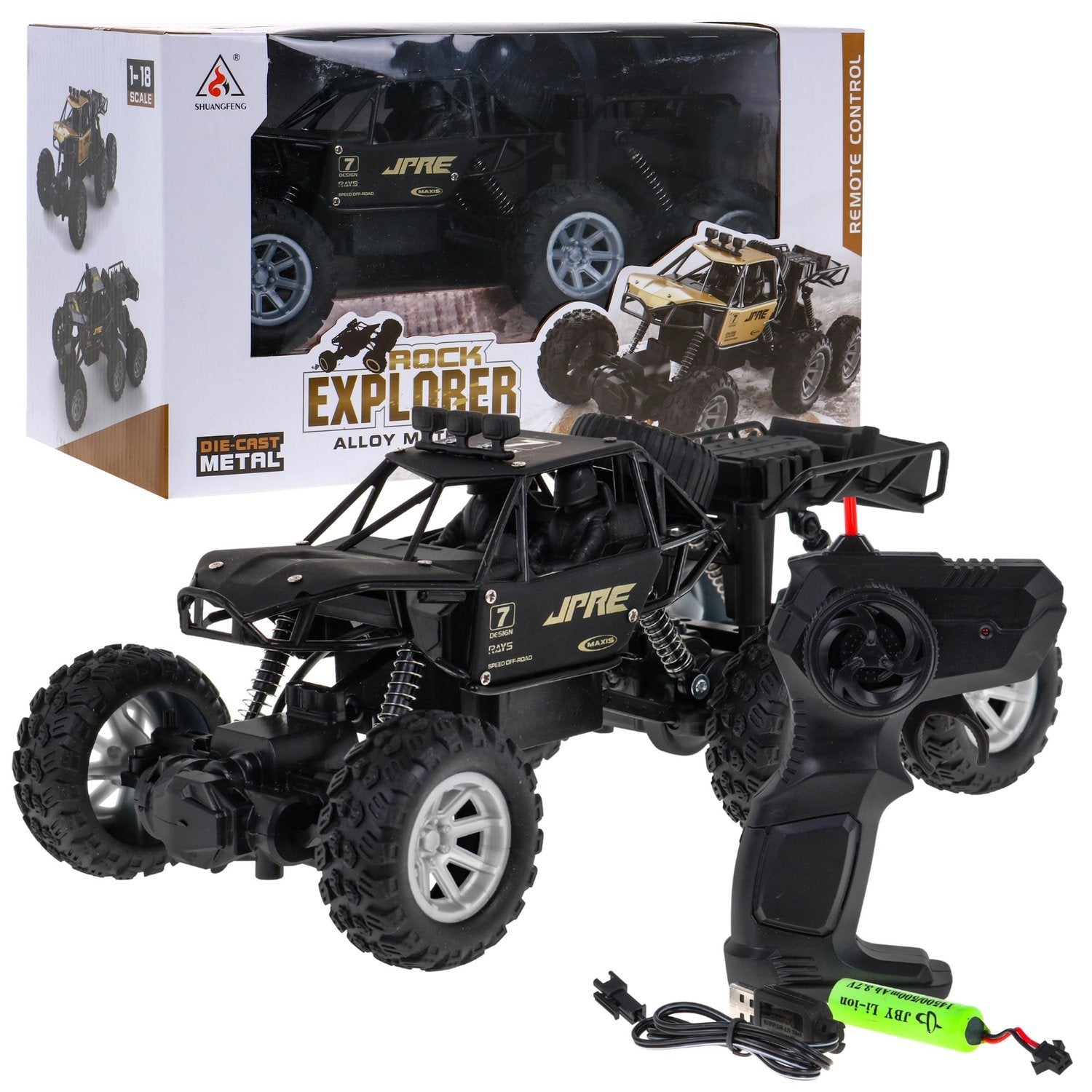 Sexhjulig off-road RC-bil med metallkaross och 4WD