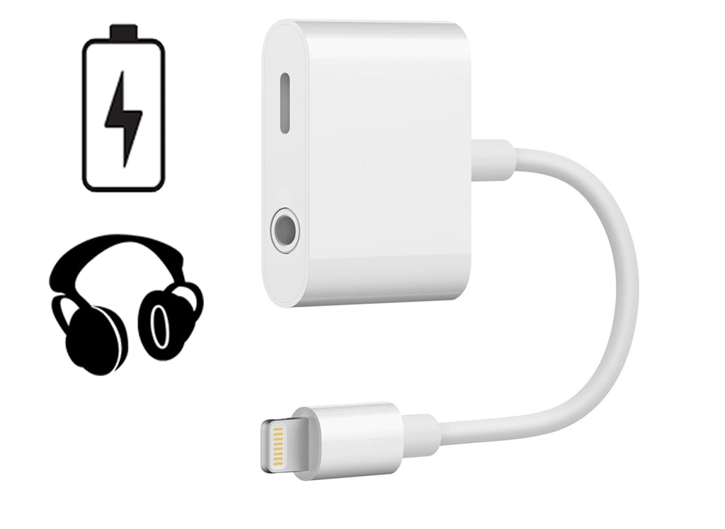 SiGN Lightning till 3,5 mm-adapter för ljud och laddning, 12W, 10 cm - Vit