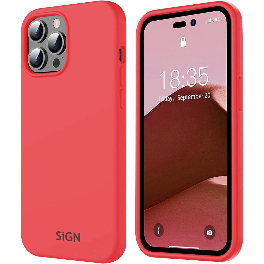 SiGN Liquid Silikonfodral till iPhone 14 Pro - Vattenmelon Röd