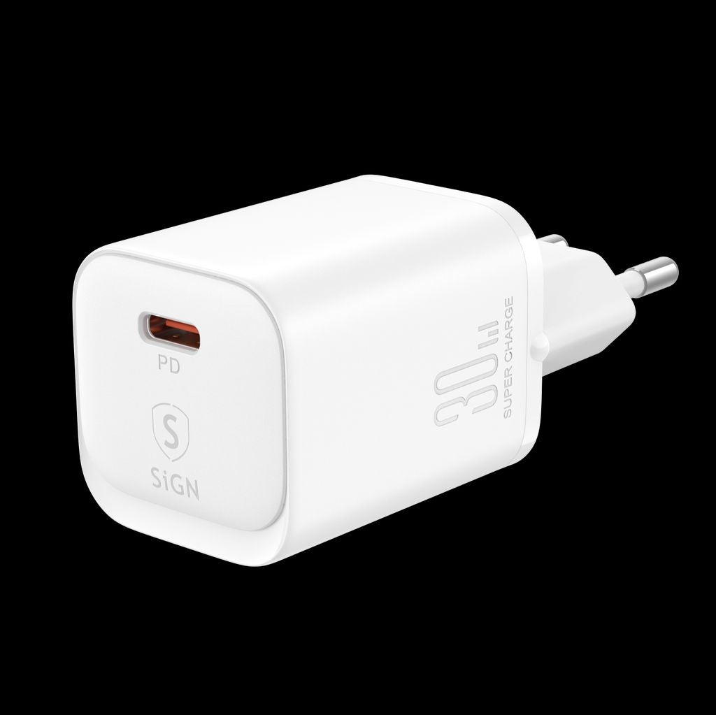 SiGN Single-Port Snabbladdare, 30W - Vit