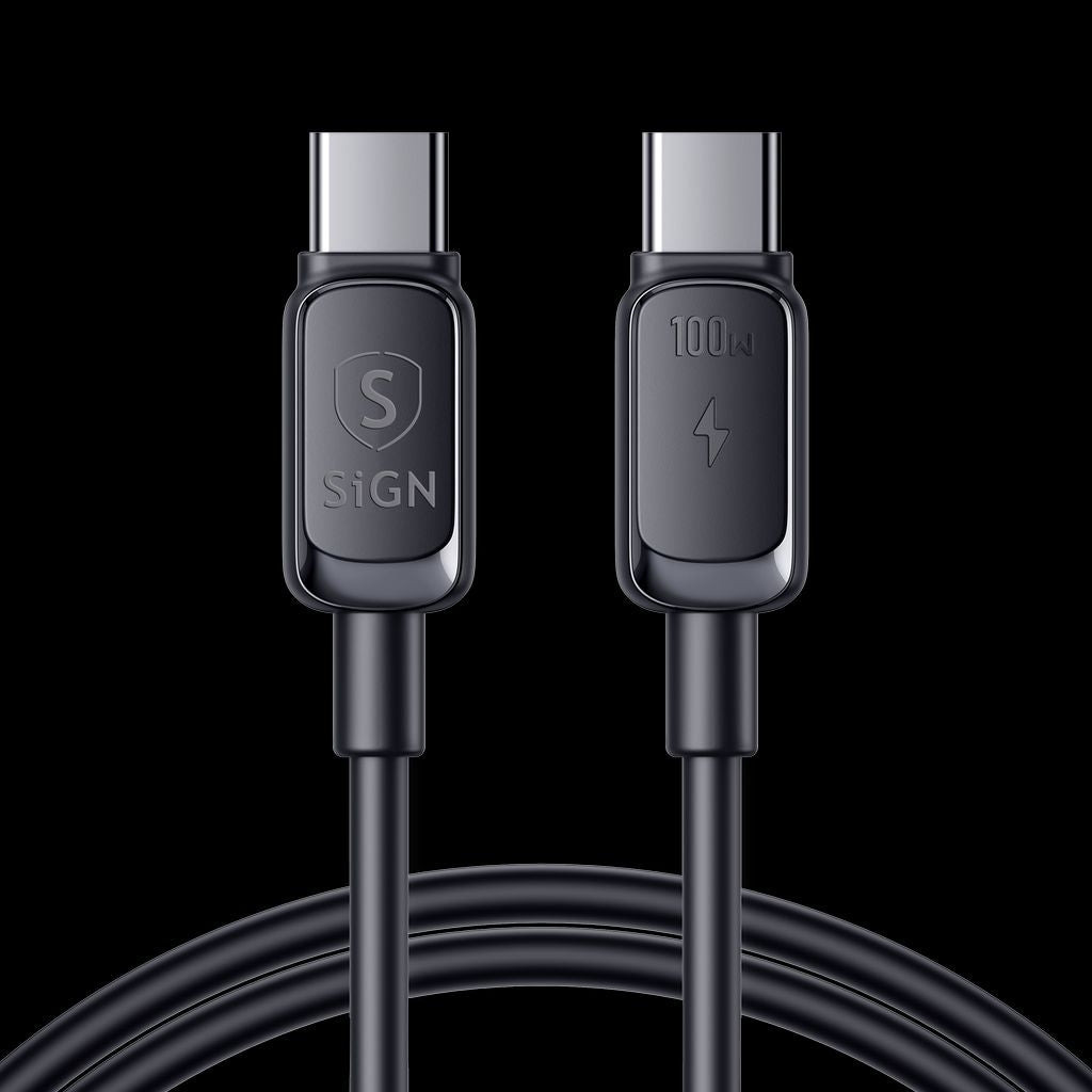 SiGN USB-C till USB-C-kabel 100W, 0,25m - Svart