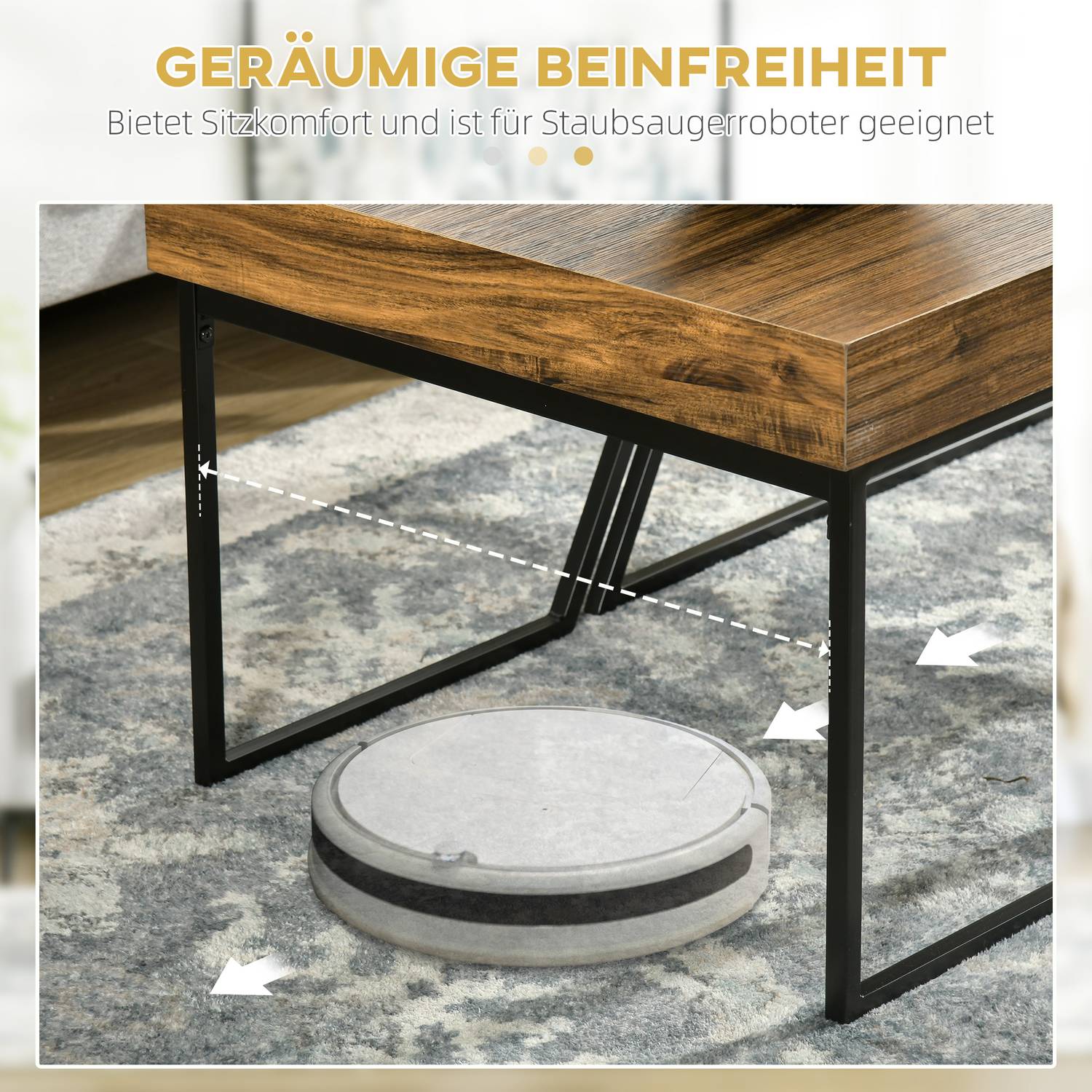 Sidobord i industriellt stål – geometrisk design, svart