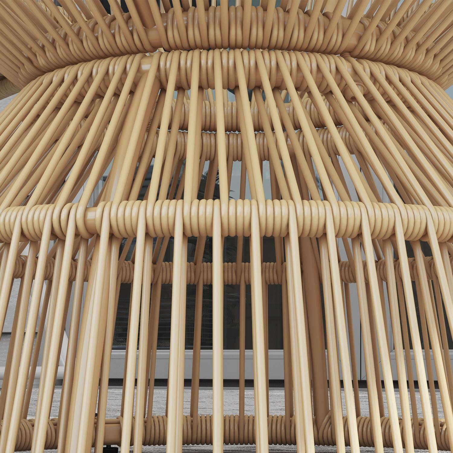 Sidobord i rotting med härdat glas, Ø60 Cm