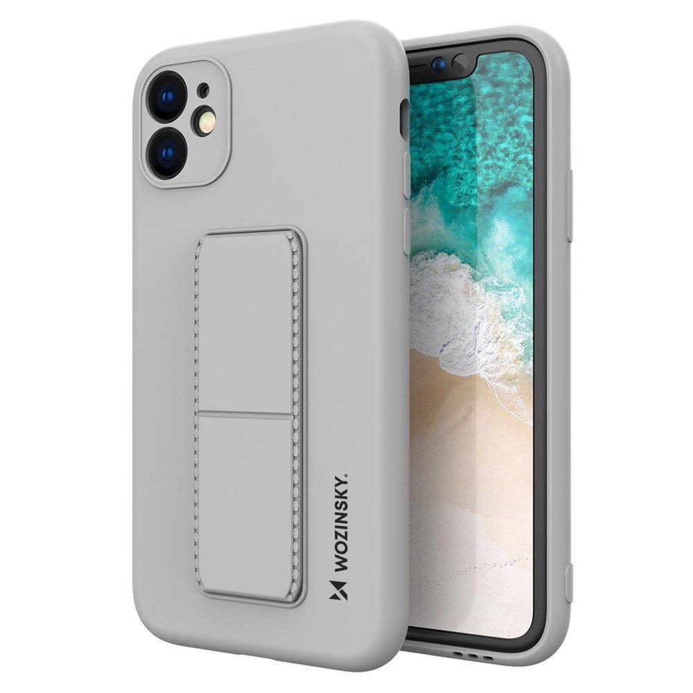 Silikonfodral med stativ för iPhone 12 Pro Max Kickstand Fodral, grå