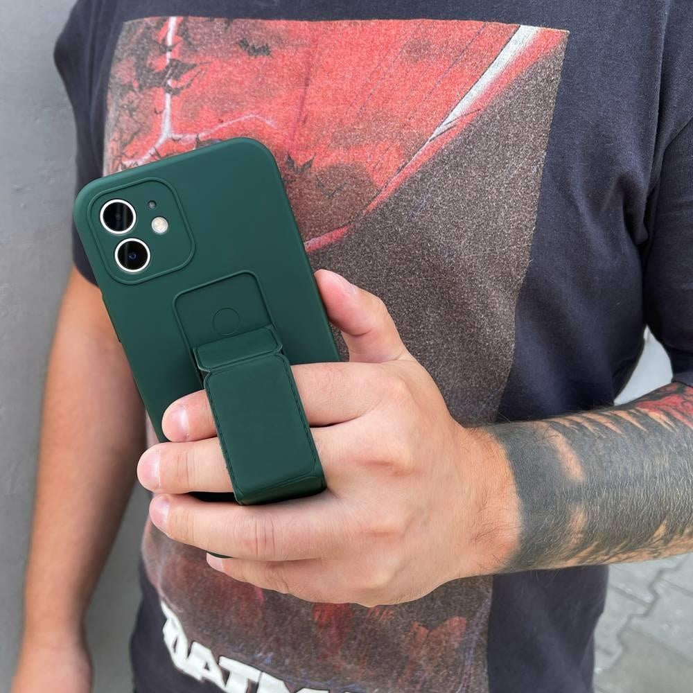 Silikonfodral med stativ för iPhone 12 Pro Max Kickstand Fodral, grå