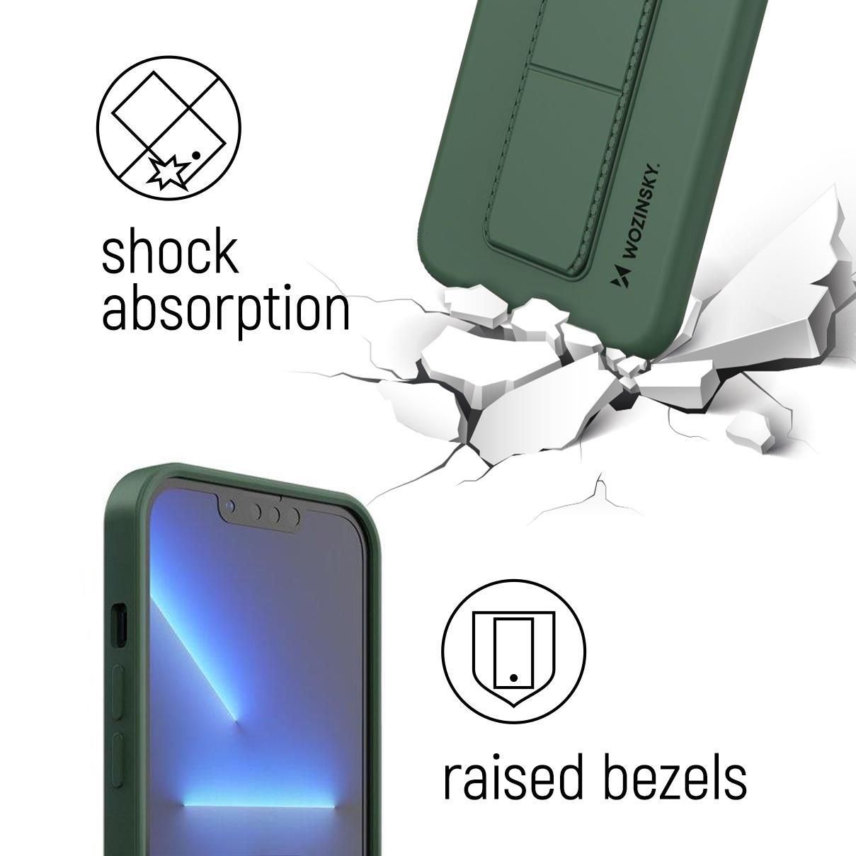 Silikonfodral med stativ för iPhone 12 Pro Max Kickstand Fodral, grå