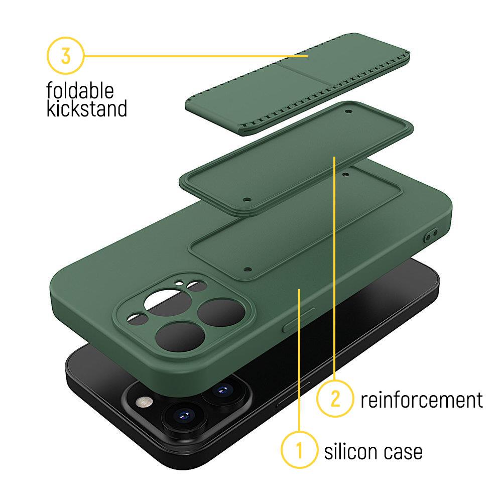 Silikonfodral med stativ för iPhone 12 Pro Max Kickstand Fodral, grå