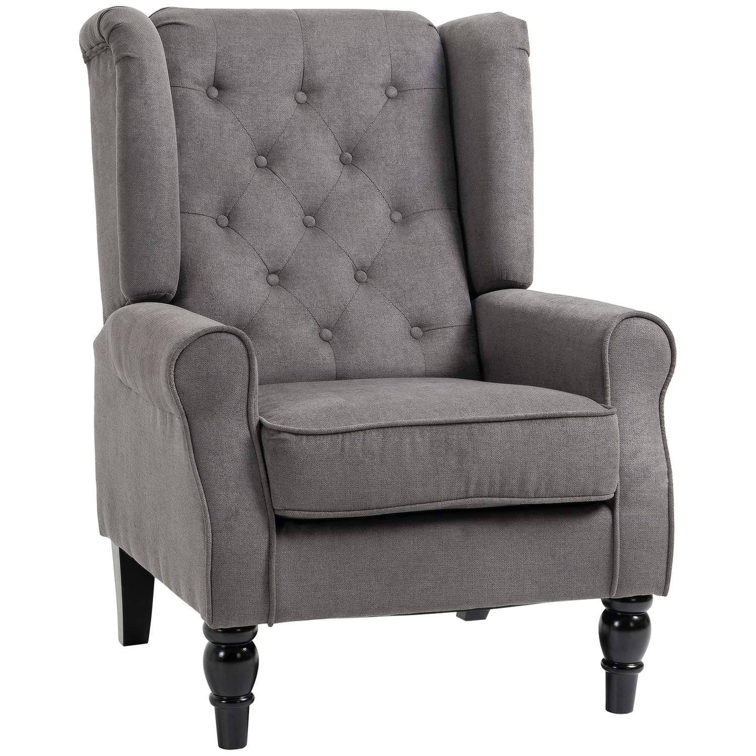 Wingback Relax-stol, mörkgrå polyester, träben