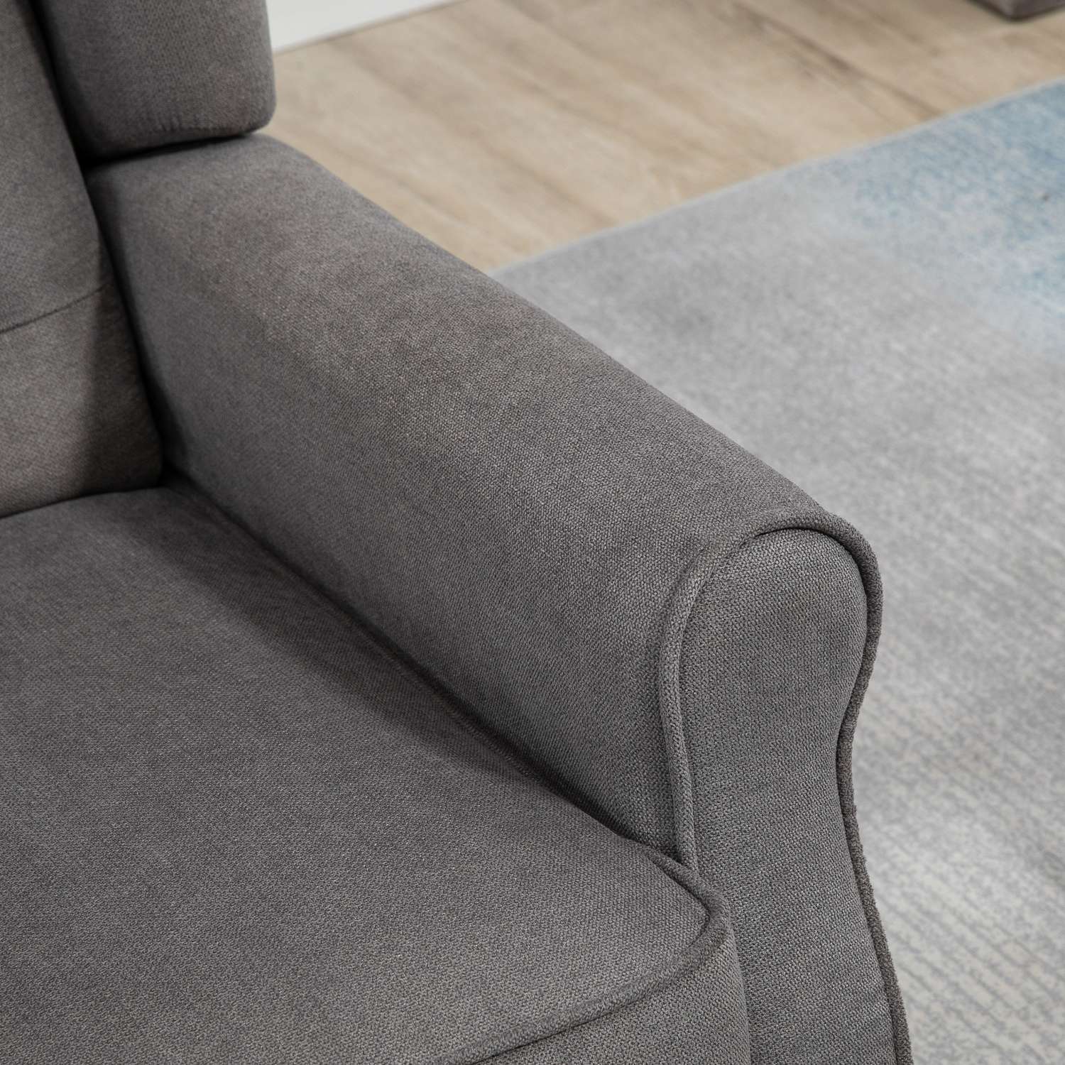 Wingback Relax-stol, mörkgrå polyester, träben