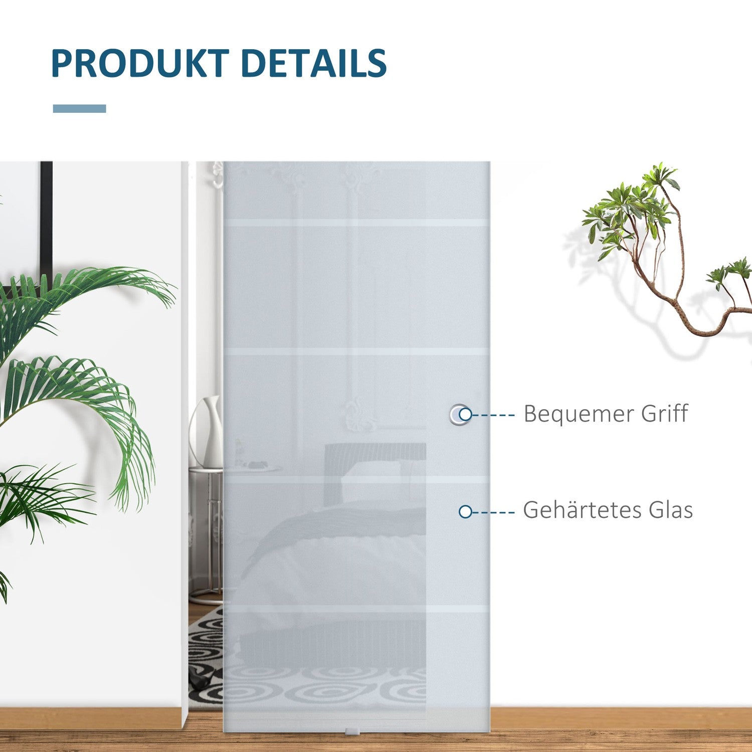 Skjutdörr i glas, delvis satinerad, flera storlekar