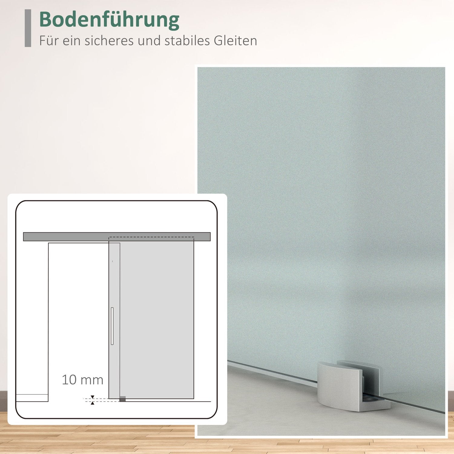 Skjutdörr i glas med handtag, satinfinish, 102,5x205 Cm