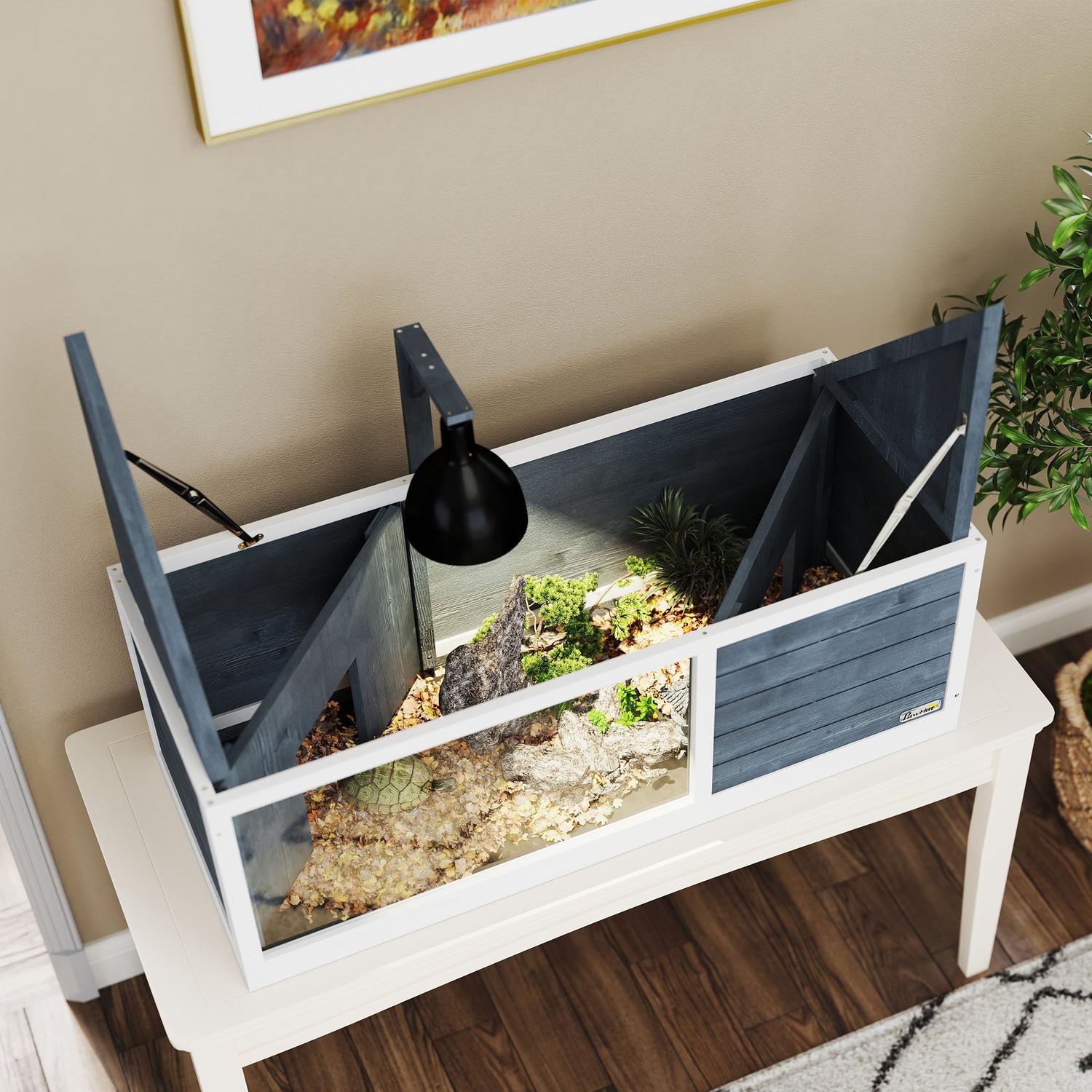 Sköldpaddsskåp i trä med gångjärnslock – 120x50x40 cm