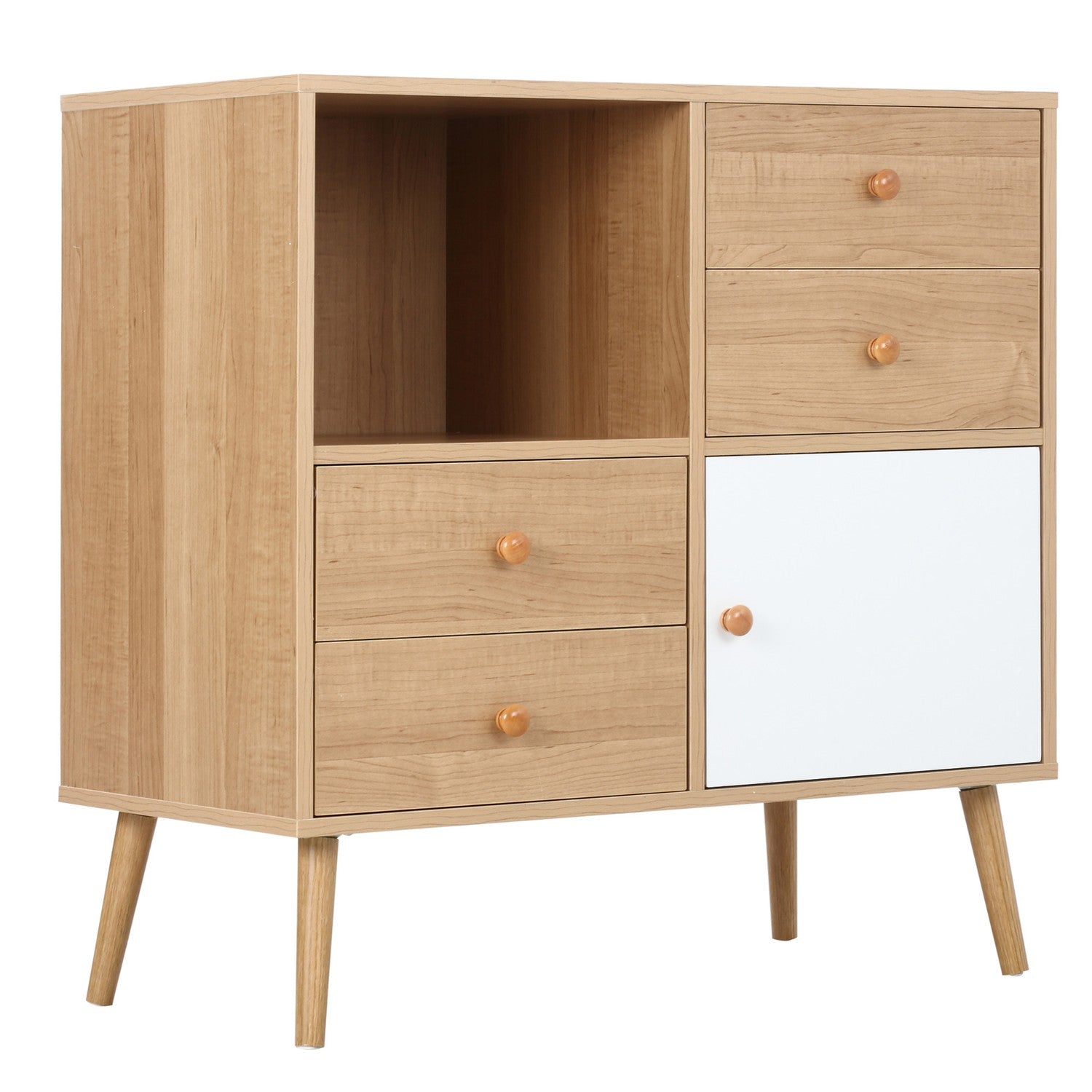 Skänkskåp med öppna fack, Scandi Design, Naturvit