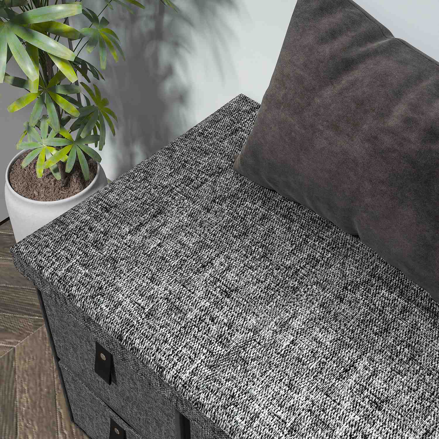 Skobänk för hall, mörkgrå, 6-pars förvaring