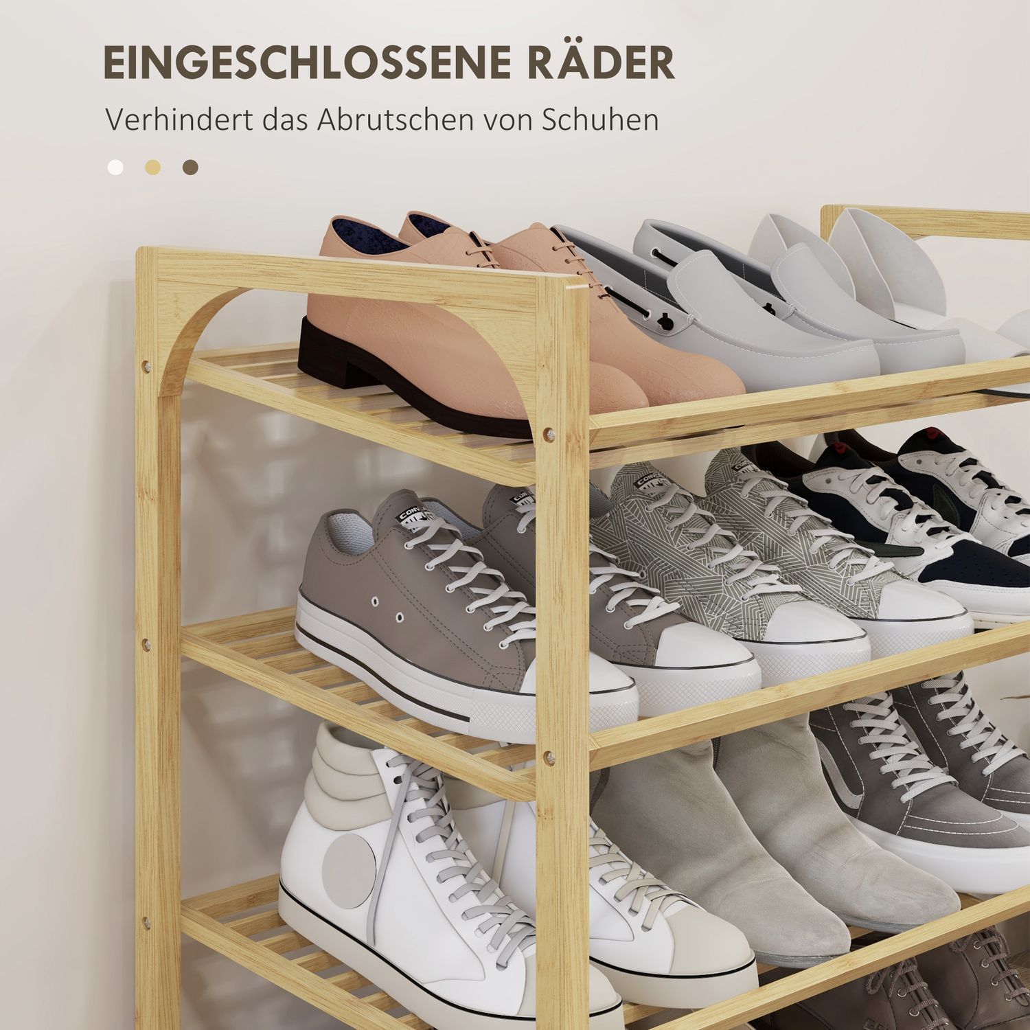 Skoställ i bambu, 4 våningar, rymmer 12 par, naturligt