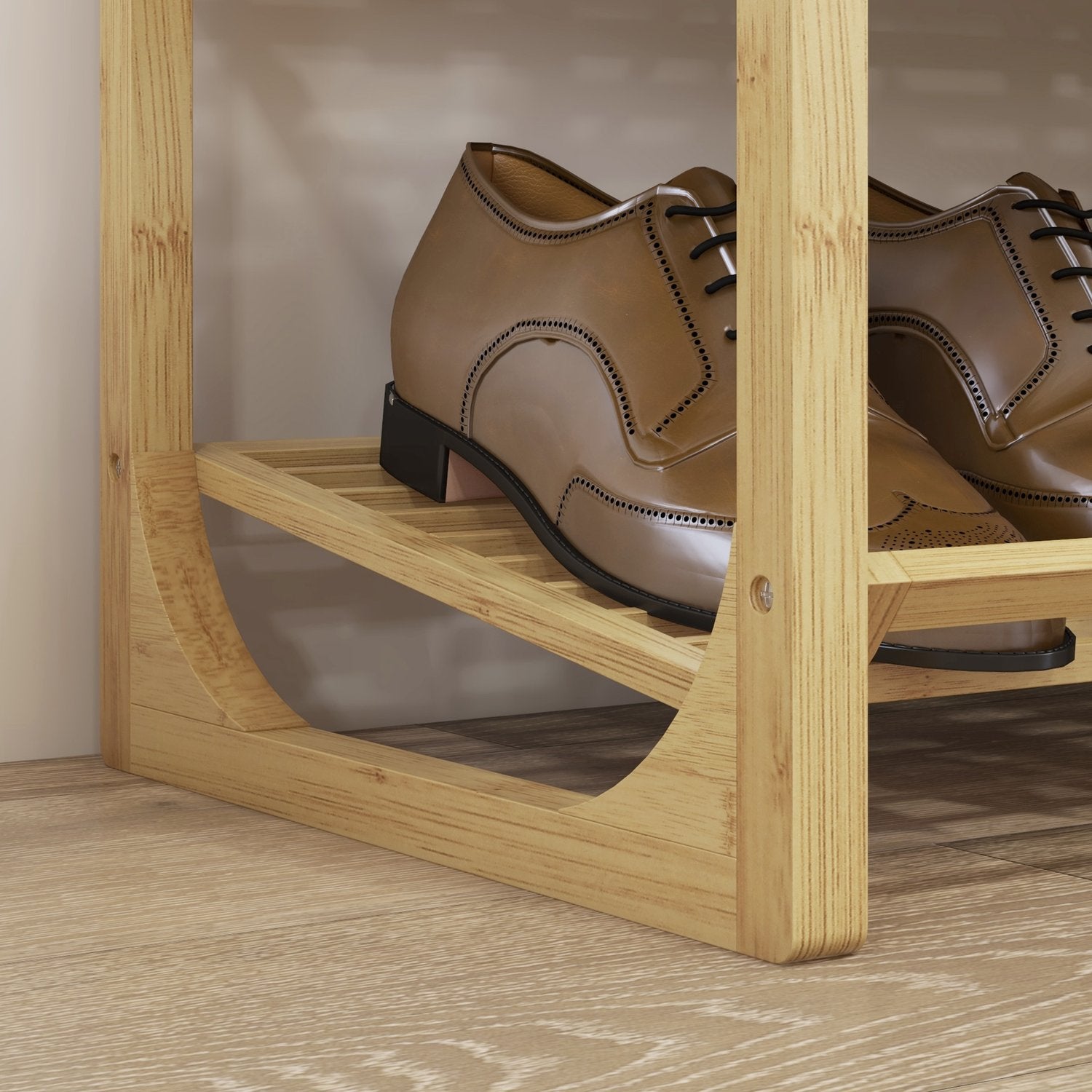 Skoställ i bambu, 4 våningar, rymmer 12 par, naturligt