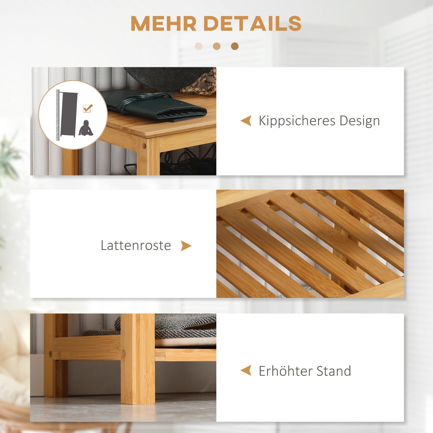 Skoställ i bambu – 5-lager, rymmer 20 par, naturlig finish