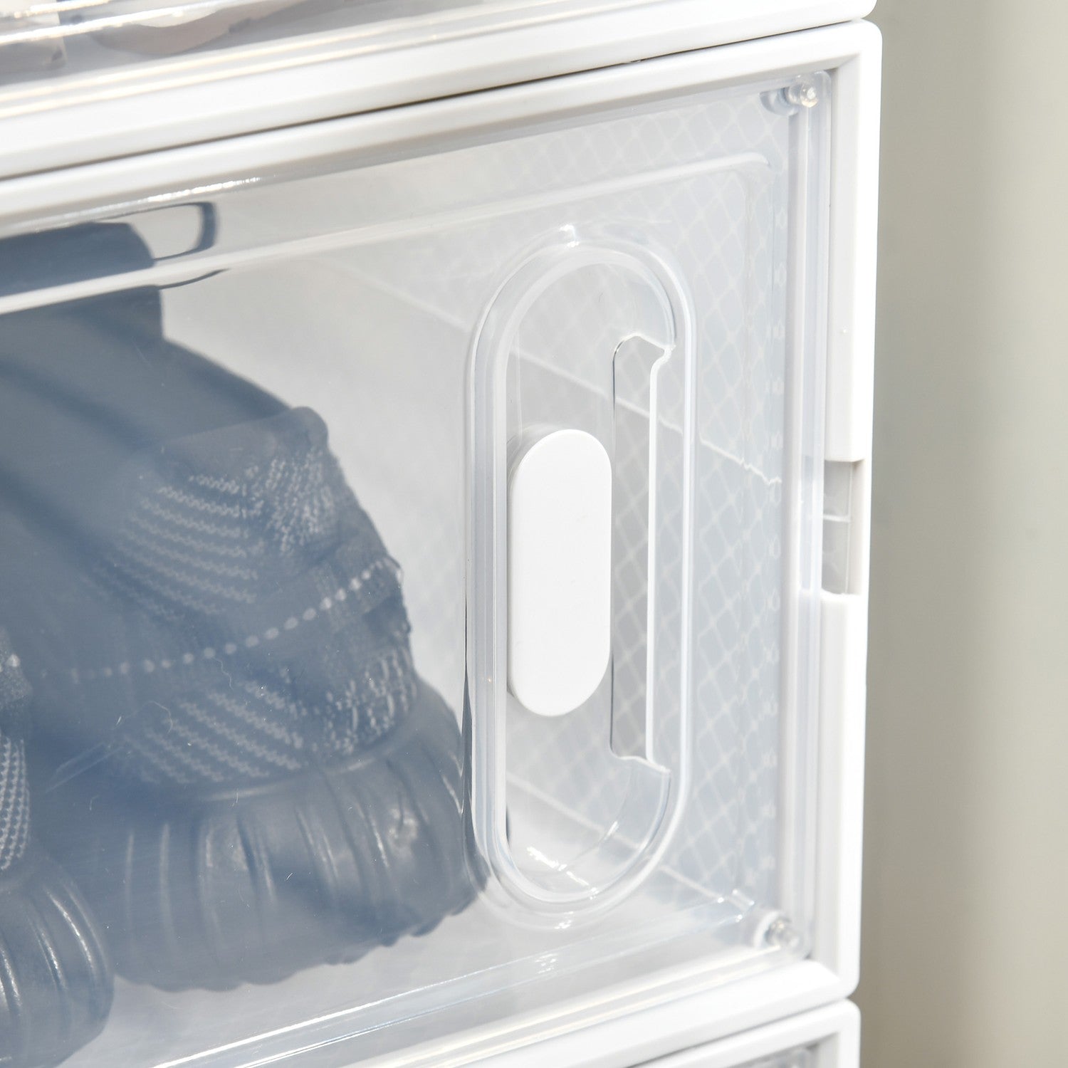 Skoställ i genomskinlig plast – rektangulär hylla med 8 fack