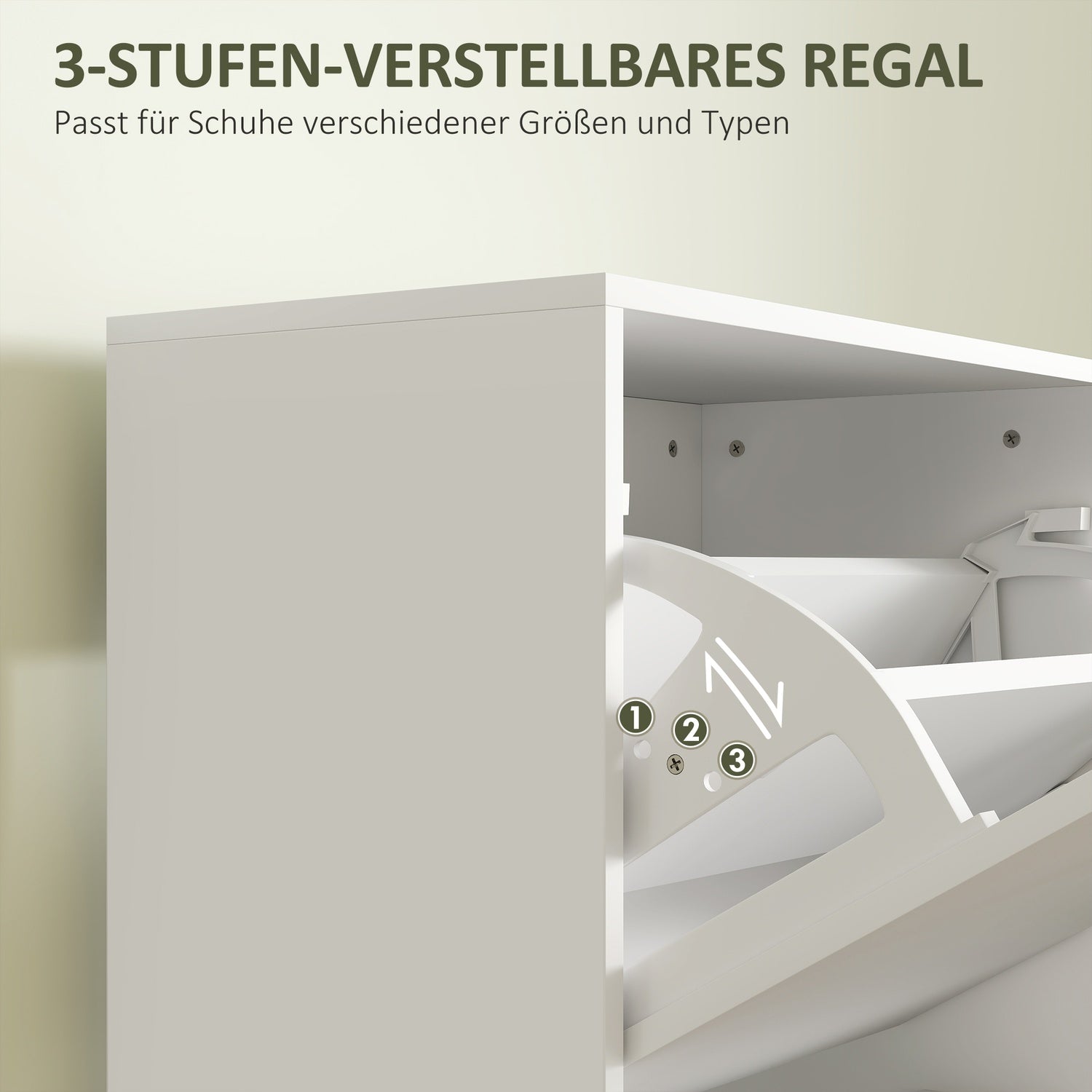 Smalt vitt skoskåp – justerbara avdelare, rymmer 12 par