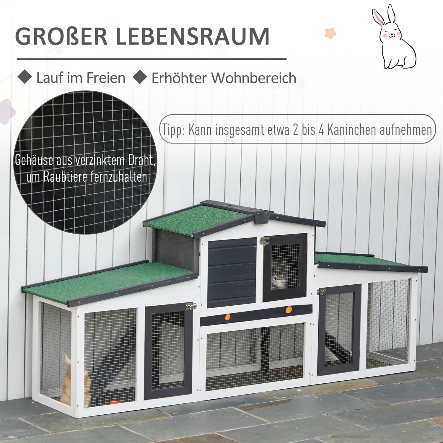 Små djurkoja, dubbeldäckad gran, väderbeständigt tak