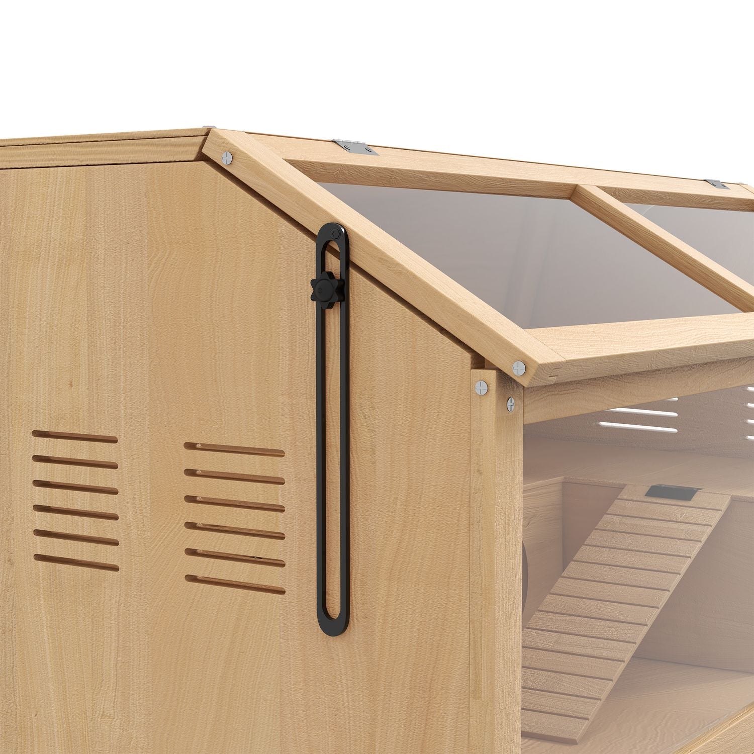 Smådjursbur i trä med bro, stegar, hydda – 84x45x44 cm