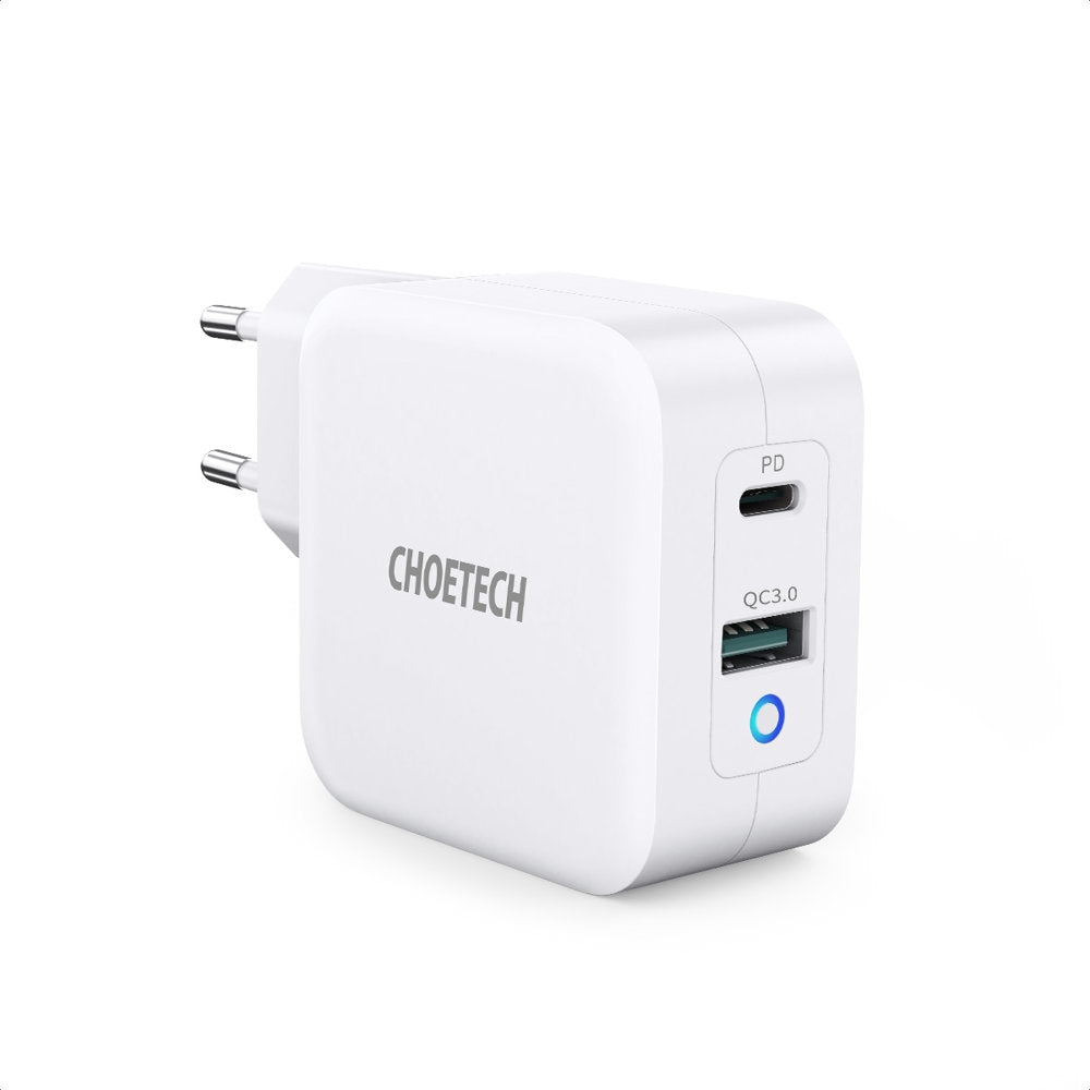 Snabb GaN USB Typ C PD-laddare USB-A QC3.0 65W 3.25A vit