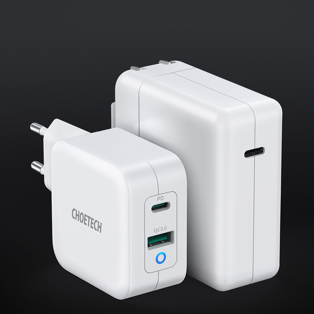Snabb GaN USB Typ C PD-laddare USB-A QC3.0 65W 3.25A vit