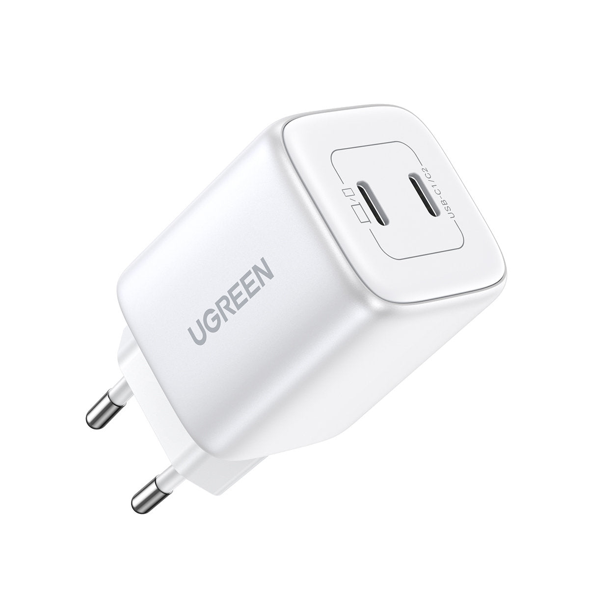 Snabb GaN laddare 2x USB-C 45W QC PD vit