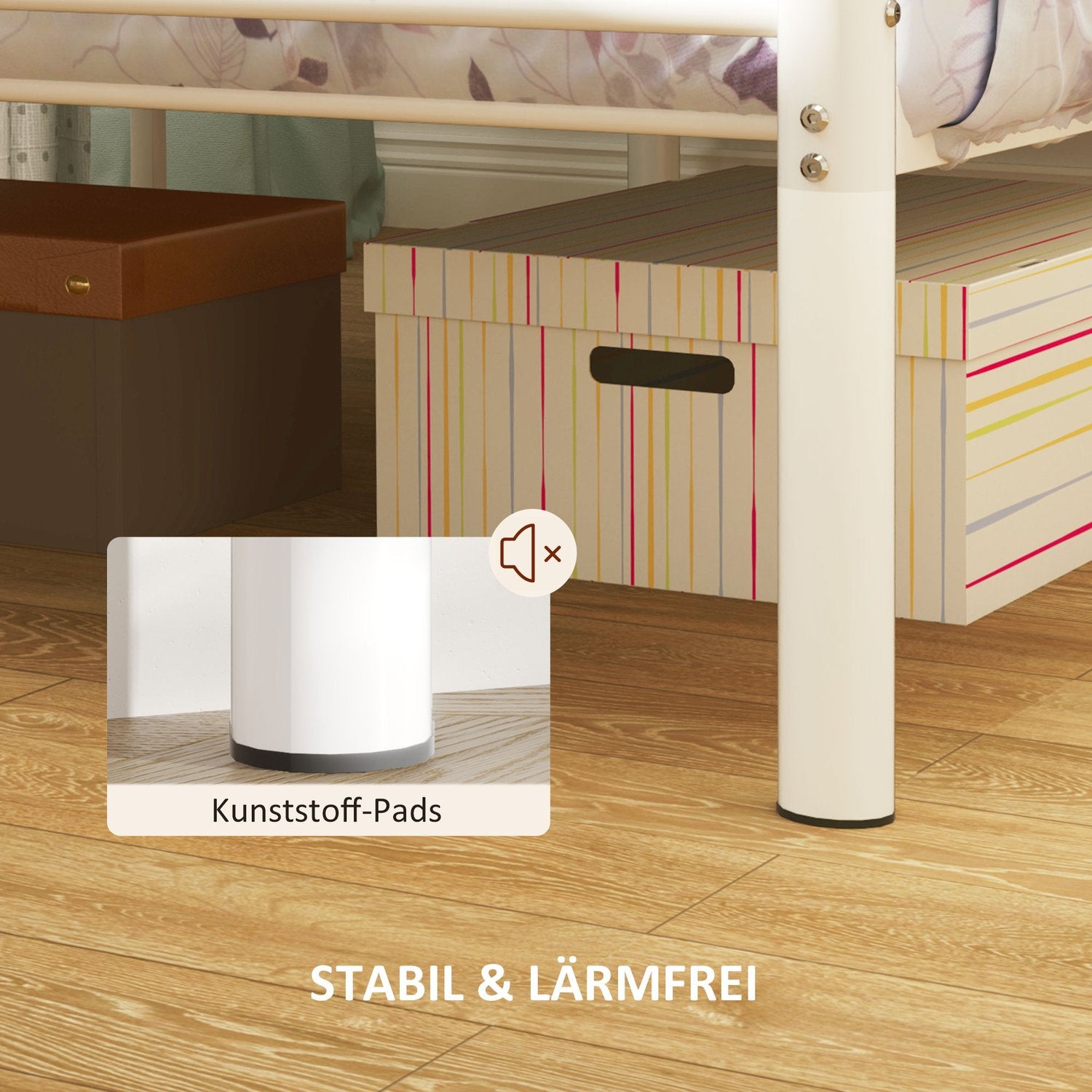 Sängram i stål för 200x90cm Madrass, Vit, 88cm hög